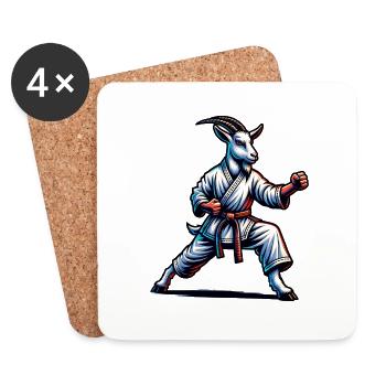 Karaté chèvre en action – combatif dynamique - Dessous de verre (lot de 4) - blanc - Devant