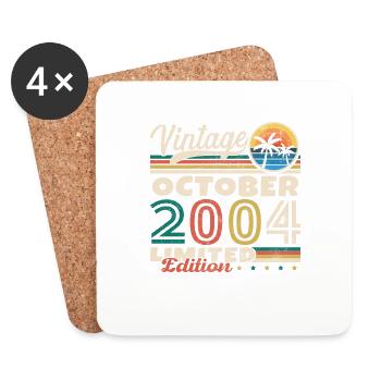 Oktober 2004 Vintage Geburtstagsgeschenk - Untersetzer (4er-Set) - Weiß - Vorne