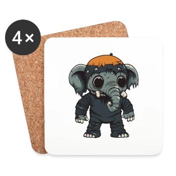 Mammoth Halloween Funny Zombie - Coasters (set of 4) - white - Front