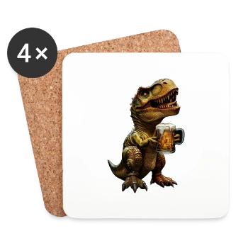 T-Rex - Untersetzer (4er-Set) - Weiß - Vorne