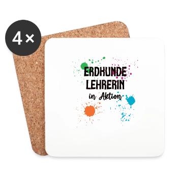Erdkunde Lehrerin in Aktion Geolehrerin Geographie - Untersetzer (4er-Set) - Weiß - Vorne