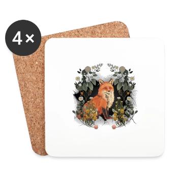 Fuchs Kind Kinder Waldbewohner Waldtiere Füchsin - Untersetzer (4er-Set) - Weiß - Vorne
