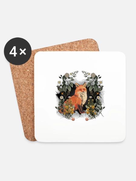 Fuchs Kind Kinder Waldbewohner Waldtiere Füchsin - Untersetzer (4er-Set) - Weiß