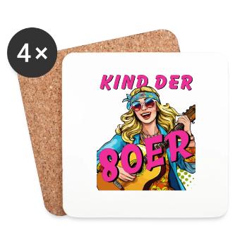FEMME ENFANT DES ANNÉES 80 - Dessous de verre (lot de 4) - blanc - Devant