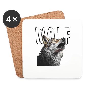 LOUP - Dessous de verre (lot de 4) - blanc - Devant