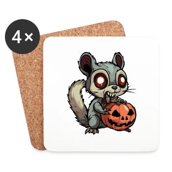 Eichhörnchen Halloween Lustig Zombie - Untersetzer (4er-Set) - Weiß - Vorne