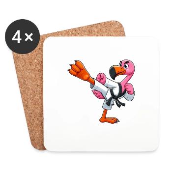 Flamingo Karaté Ceinture Noire Arts Martiaux - Dessous de verre (lot de 4) - blanc - Devant