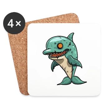 Dolphin Halloween Funny Zombie - Coasters (set of 4) - white - Front