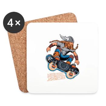 Wikinger-Krieger-Skateboarder - Untersetzer (4er-Set) - Weiß - Vorne