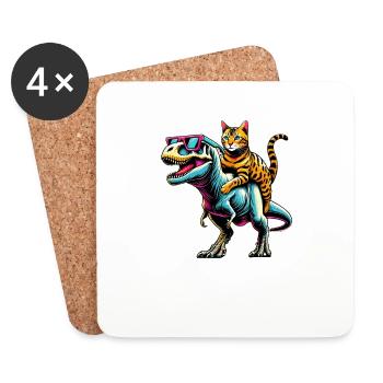 Dinosaure T-Rex Lunettes de soleil Bengal Chat Tyrannosaurus - Dessous de verre (lot de 4) - blanc - Devant