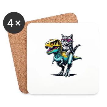 Dinosaure T-Rex American Shorthair Tyrannosaurus - Dessous de verre (lot de 4) - blanc - Devant