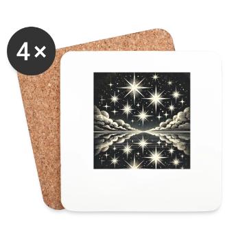 Ciel nocturne scintillant étoiles filantes étoiles - Dessous de verre (lot de 4) - blanc - Devant