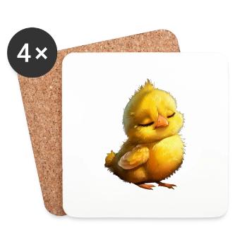 Huhn - Untersetzer (4er-Set) - Weiß - Vorne