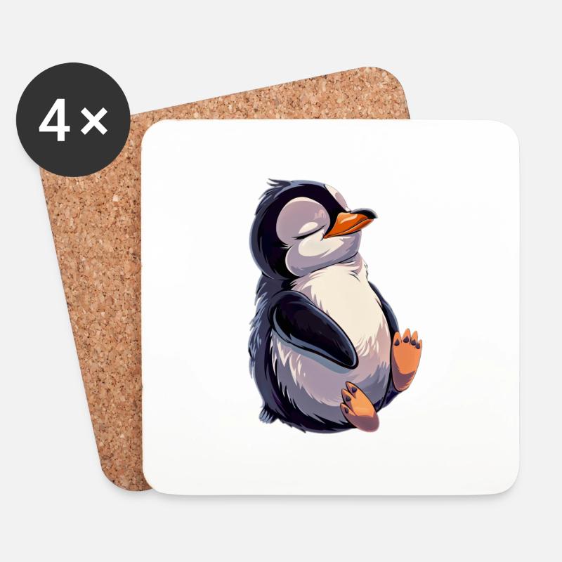 Pinguin - Untersetzer (4er-Set) - Weiß
