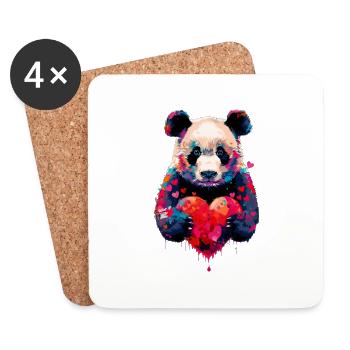 Panda - Dessous de verre (lot de 4) - blanc - Devant