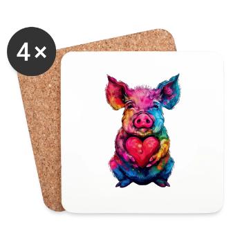 Pig - Coasters (set of 4) - white - Front