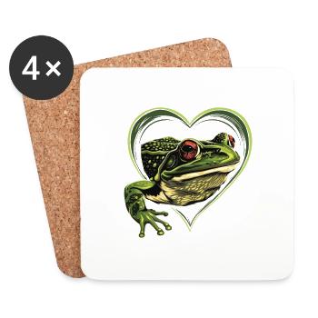 Grenouille - Dessous de verre (lot de 4) - blanc - Devant