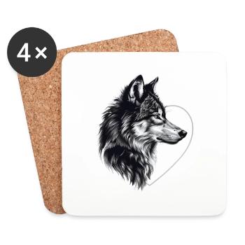 Wolf - Coasters (set of 4) - white - Front