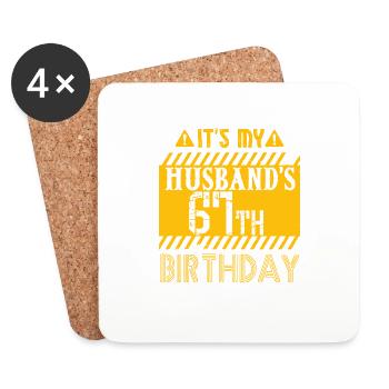 It's My Husband's 67 Year Old Birthday Couple 67th - Coasters (set of 4) - white - Front