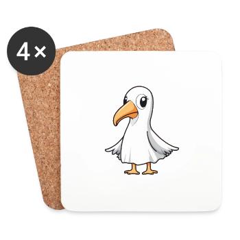 Pélican oiseau Halloween bande dessinée fantôme - Dessous de verre (lot de 4) - blanc - Devant