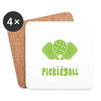 Je ne peux pas, j’ai un slogan drôle de pickleball - Dessous de verre (lot de 4) - blanc - Devant