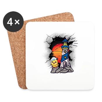 Leuchtturm Matrose Seemann Küken Seefahrer Küste - Untersetzer (4er-Set) - Weiß - Vorne