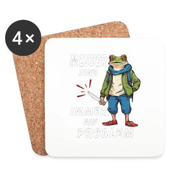FROG KNIVES ARE ALWAYS A PROBLEM - Coasters (set of 4) - white - Front