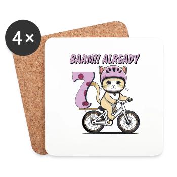 VÉLO CHAT BAAM !! DÉJÀ SEPT - Dessous de verre (lot de 4) - blanc - Devant