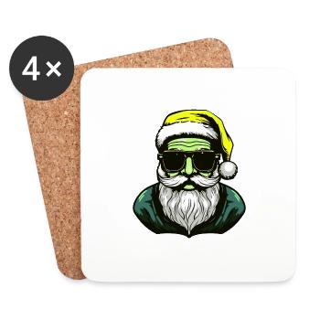 Weihnachtsmann Cool Santa - Untersetzer (4er-Set) - Weiß - Vorne