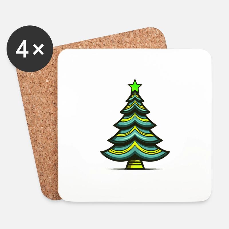 Tannenbaum Weihnachten - Untersetzer (4er-Set) - Weiß