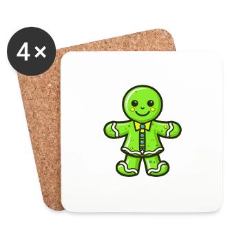 Gingerbread Man Biscuit Christmas Baking - Coasters (set of 4) - white - Front