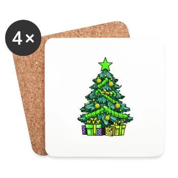 Sapin de Noël Noël - Dessous de verre (lot de 4) - blanc - Devant