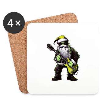 Weihnachtsmann Gitarre Santa - Untersetzer (4er-Set) - Weiß - Vorne