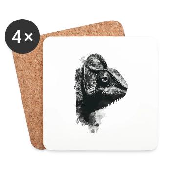 caméléon - Dessous de verre (lot de 4) - blanc - Devant
