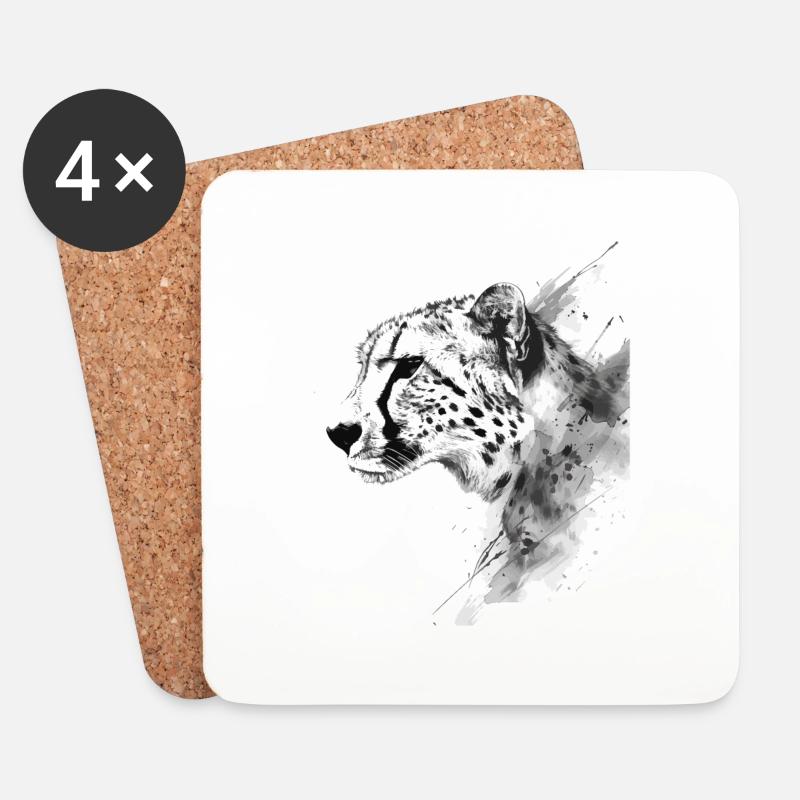 Gepard - Untersetzer (4er-Set) - Weiß