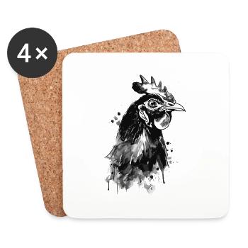Huhn - Untersetzer (4er-Set) - Weiß - Vorne