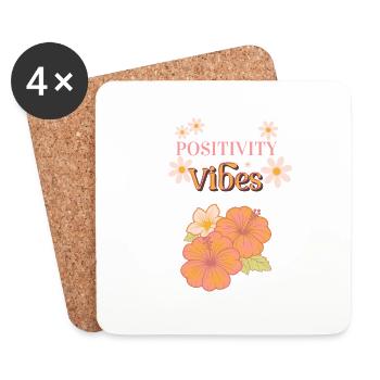 Positivité – Flower Power - Dessous de verre (lot de 4) - blanc - Devant
