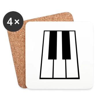Piano Touches Instrument Jouant de la musique classique - Dessous de verre (lot de 4) - blanc - Devant