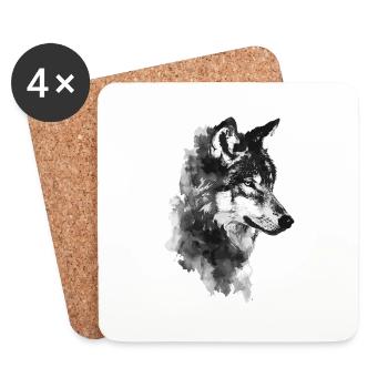 Wolf - Coasters (set of 4) - white - Front