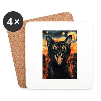 Katze - Untersetzer (4er-Set) - Weiß - Vorne