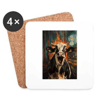 Vache - Dessous de verre (lot de 4) - blanc - Devant