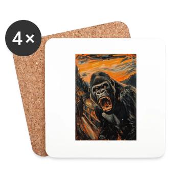 Gorille - Dessous de verre (lot de 4) - blanc - Devant
