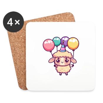 Bande dessinée d’anniversaire de mouton - Dessous de verre (lot de 4) - blanc - Devant