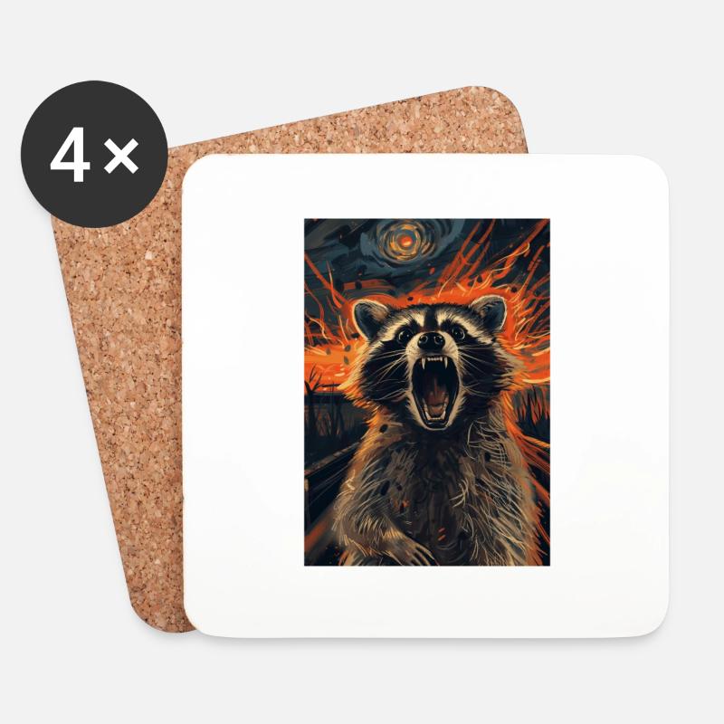 Waschbär - Untersetzer (4er-Set) - Weiß