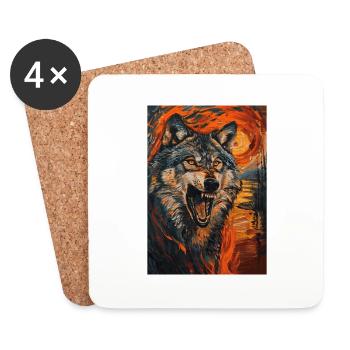 Loup - Dessous de verre (lot de 4) - blanc - Devant