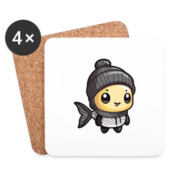 Poisson Hiver Bande dessinée Mignon - Dessous de verre (lot de 4) - blanc - Devant