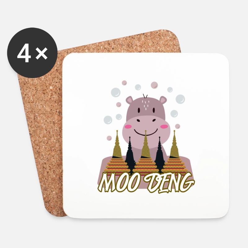 Moo Deng süsses Nilpferd baby tier - Untersetzer (4er-Set) - Weiß