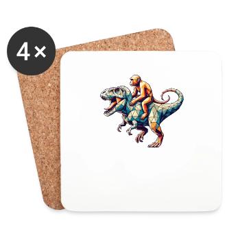 Art Géométrique Dinosaure T-Rex Singe Tyrannosaure - Dessous de verre (lot de 4) - blanc - Devant
