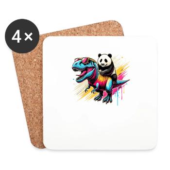 Pop Art Dinosaurier T-Rex Panda Tyrannosaurus Rex - Untersetzer (4er-Set) - Weiß - Vorne