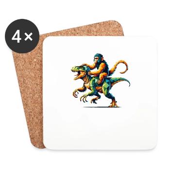 Art Géométrique Dinosaure T-Rex Singe Tyrannosaure - Dessous de verre (lot de 4) - blanc - Devant